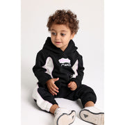 Unisex Cotton Hoodie – Black & Off-White with “Trouble Maker” Design