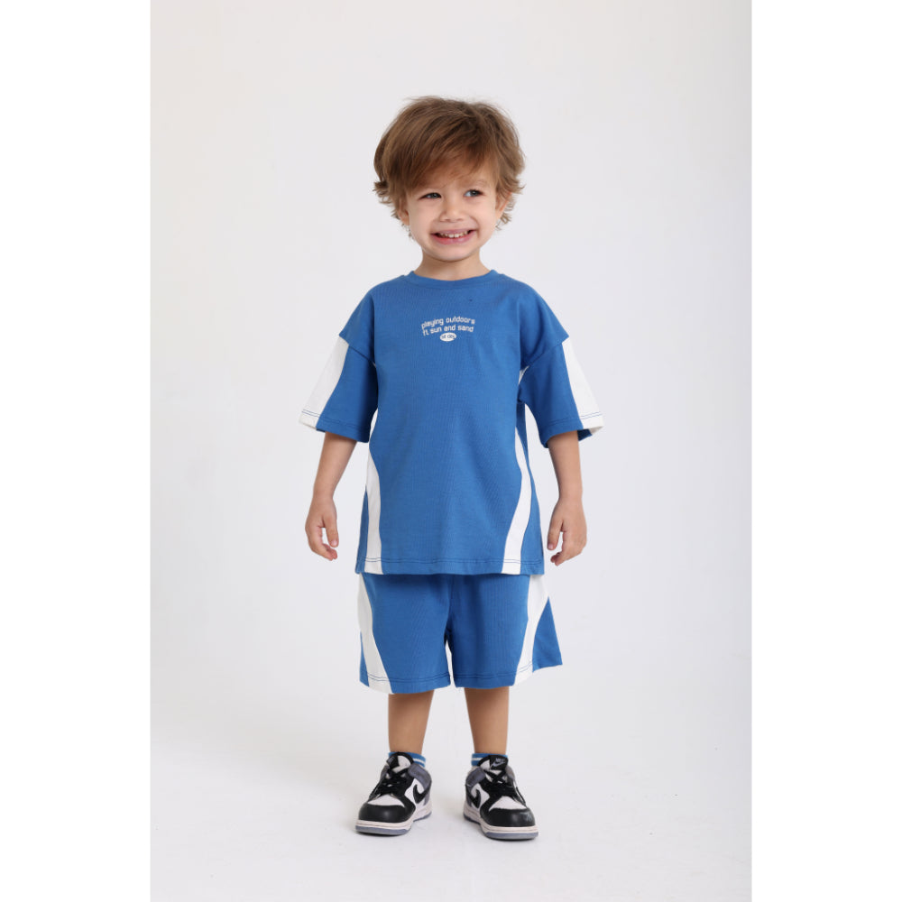 Unisex Baby Blue 2-Piece Outfit Set - "Playing Outdoors" Design