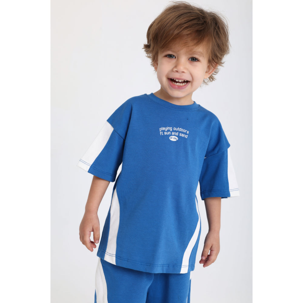 Unisex Baby Blue 2-Piece Outfit Set - "Playing Outdoors" Design