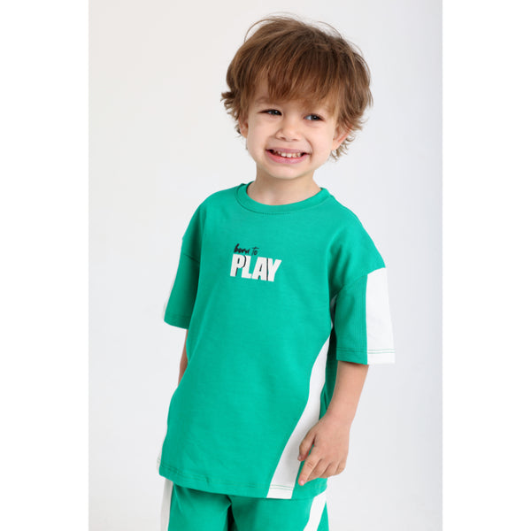 Unisex Baby Green Cotton 2-Piece Outfit Set - "Born To Play" Design
