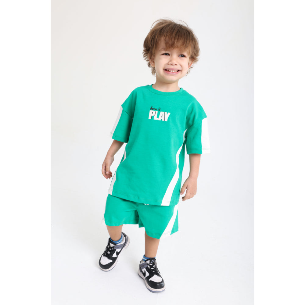 Unisex Baby Green Cotton 2-Piece Outfit Set - "Born To Play" Design - Clothing - Playmore