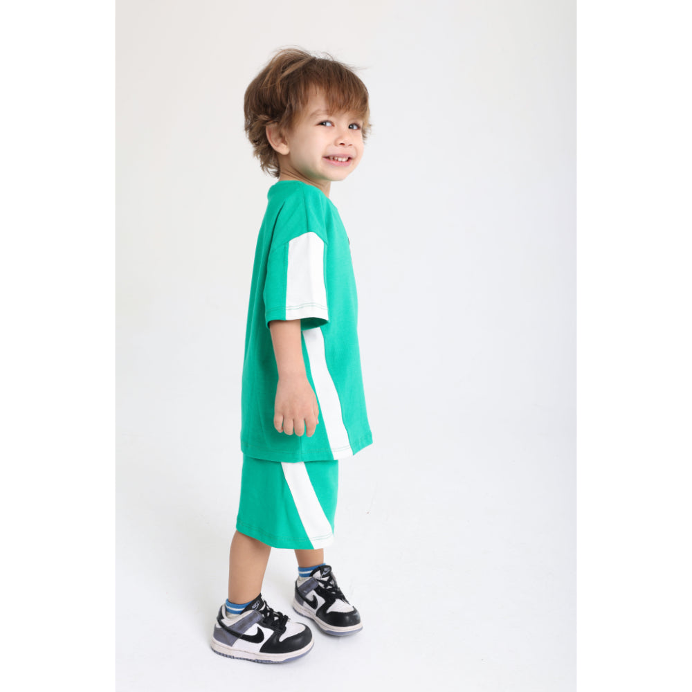 Unisex Baby Green Cotton 2-Piece Outfit Set - "Born To Play" Design