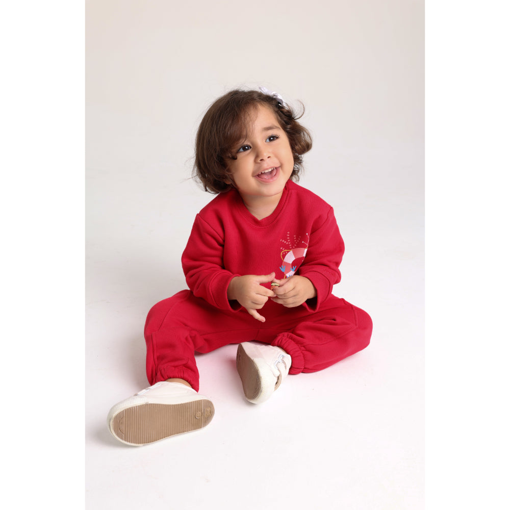 Unisex Sweatshirt – Red with “Born Swimmer” Print