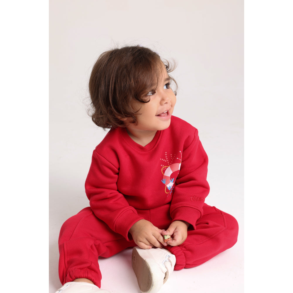 Unisex Sweatshirt – Red with “Born Swimmer” Print