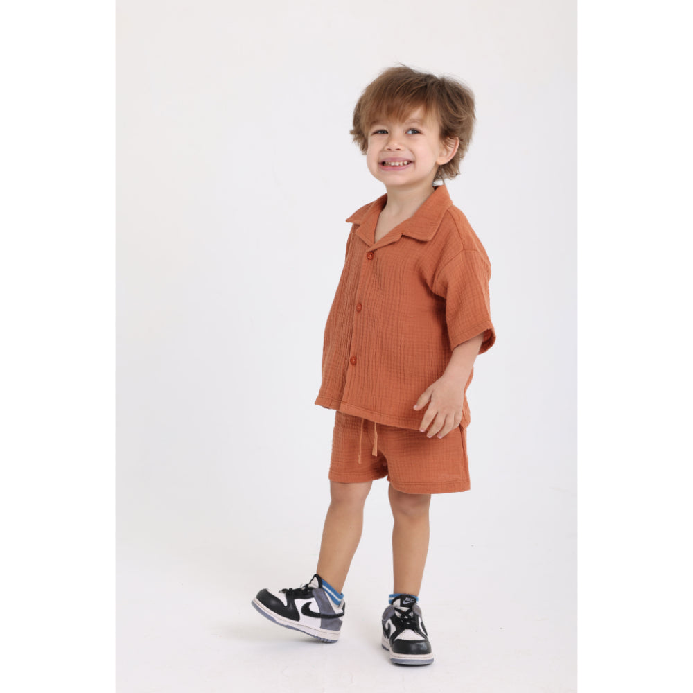 Unisex Baby Cotton 2-Piece Outfit Set – Brick