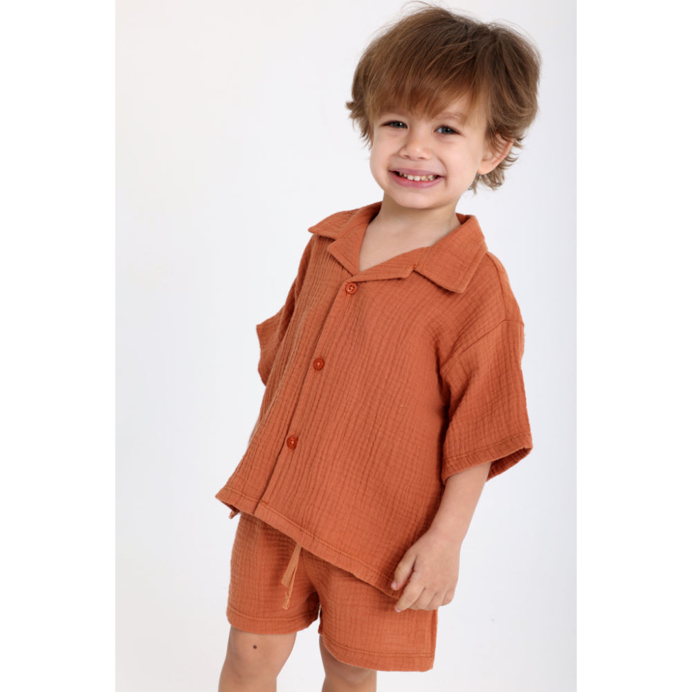 Unisex Baby Cotton 2-Piece Outfit Set – Brick