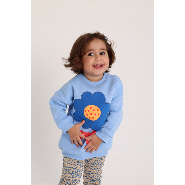 Baby Girls Cotton 2-Piece Outfit Set – Baby Blue with Flower Design