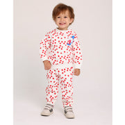 Baby Girls Cotton 2-Piece Outfit Set – Off-White with Red Polka Dots