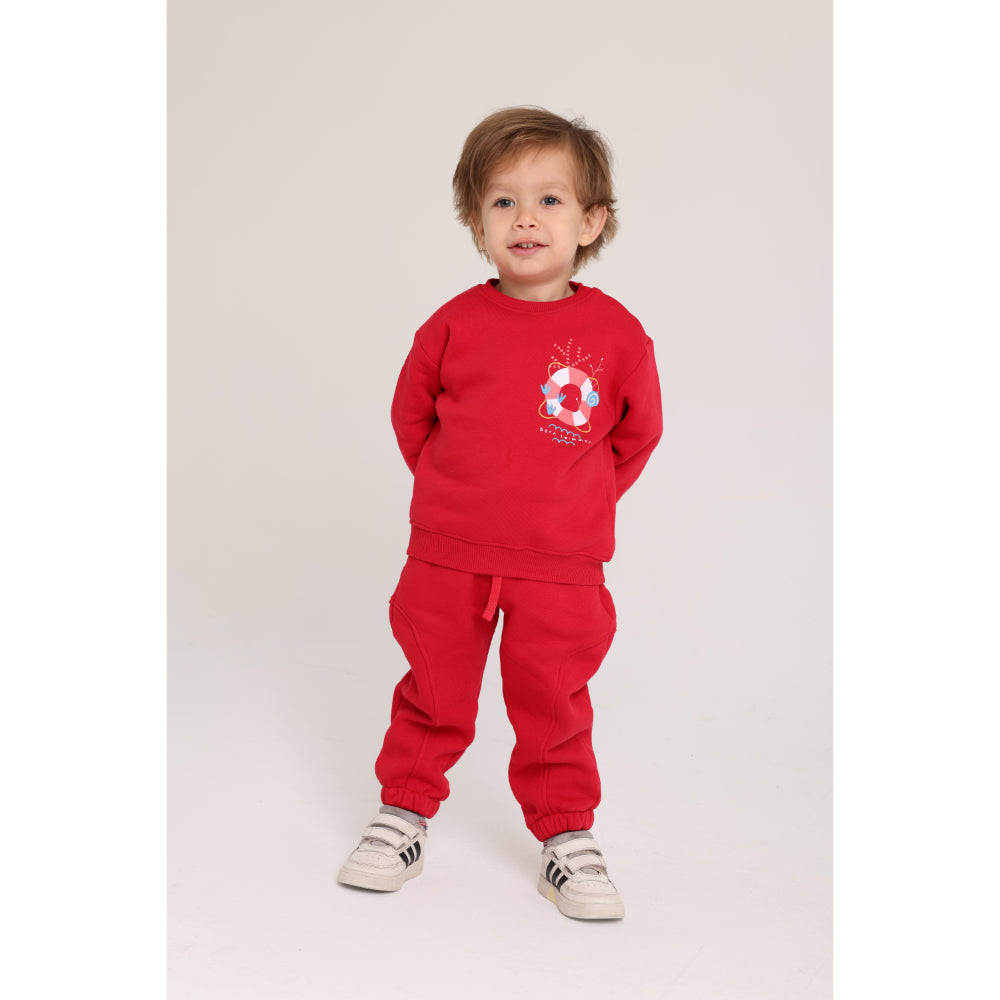 Unisex Sweatshirt – Red with “Born Swimmer” Print