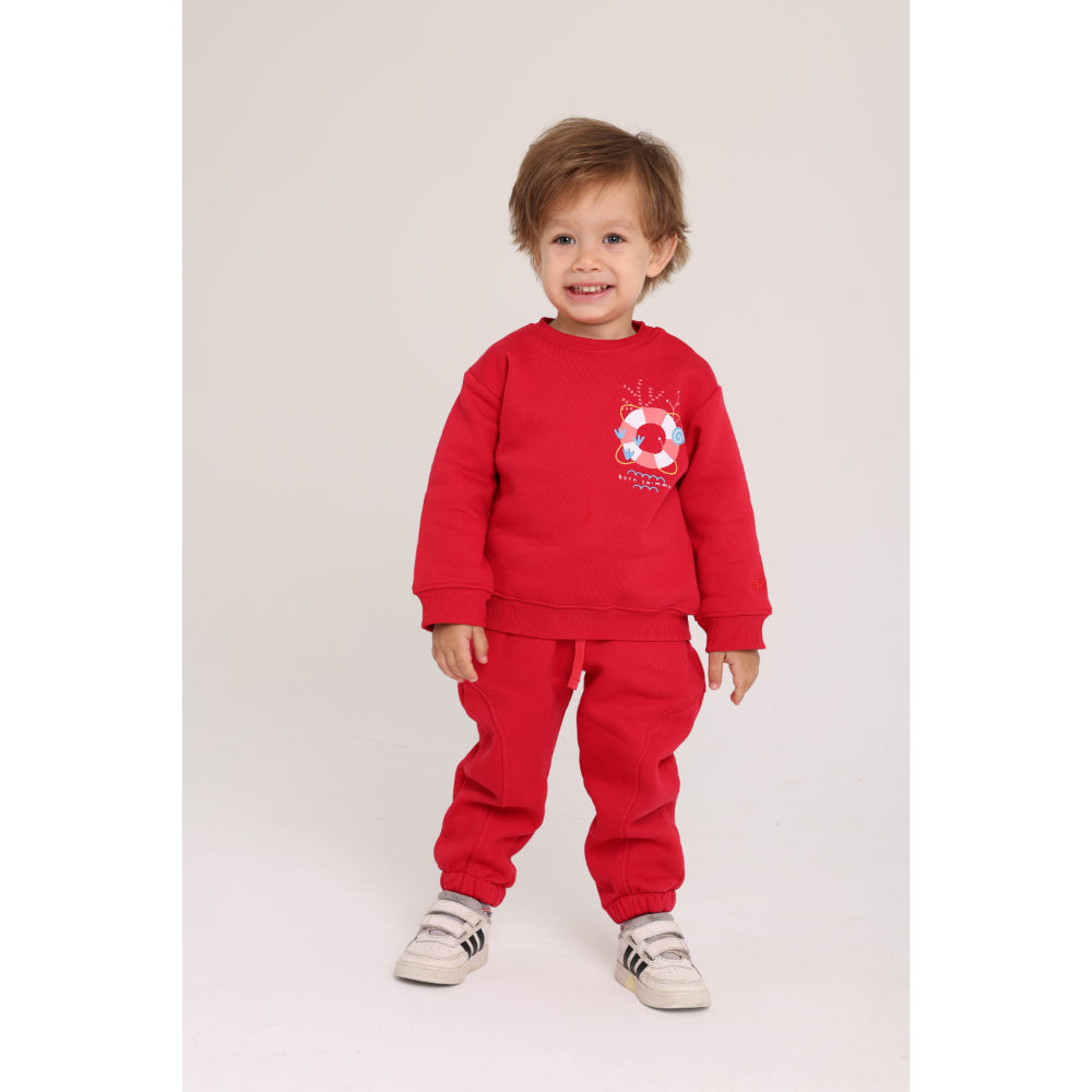 Unisex Sweatshirt – Red with “Born Swimmer” Print