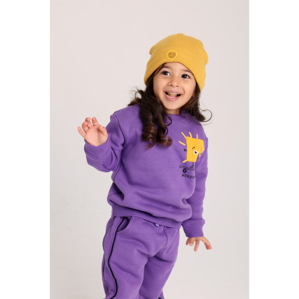 Unisex Sweatshirt – Purple with Cute Print - Clothing - Playmore