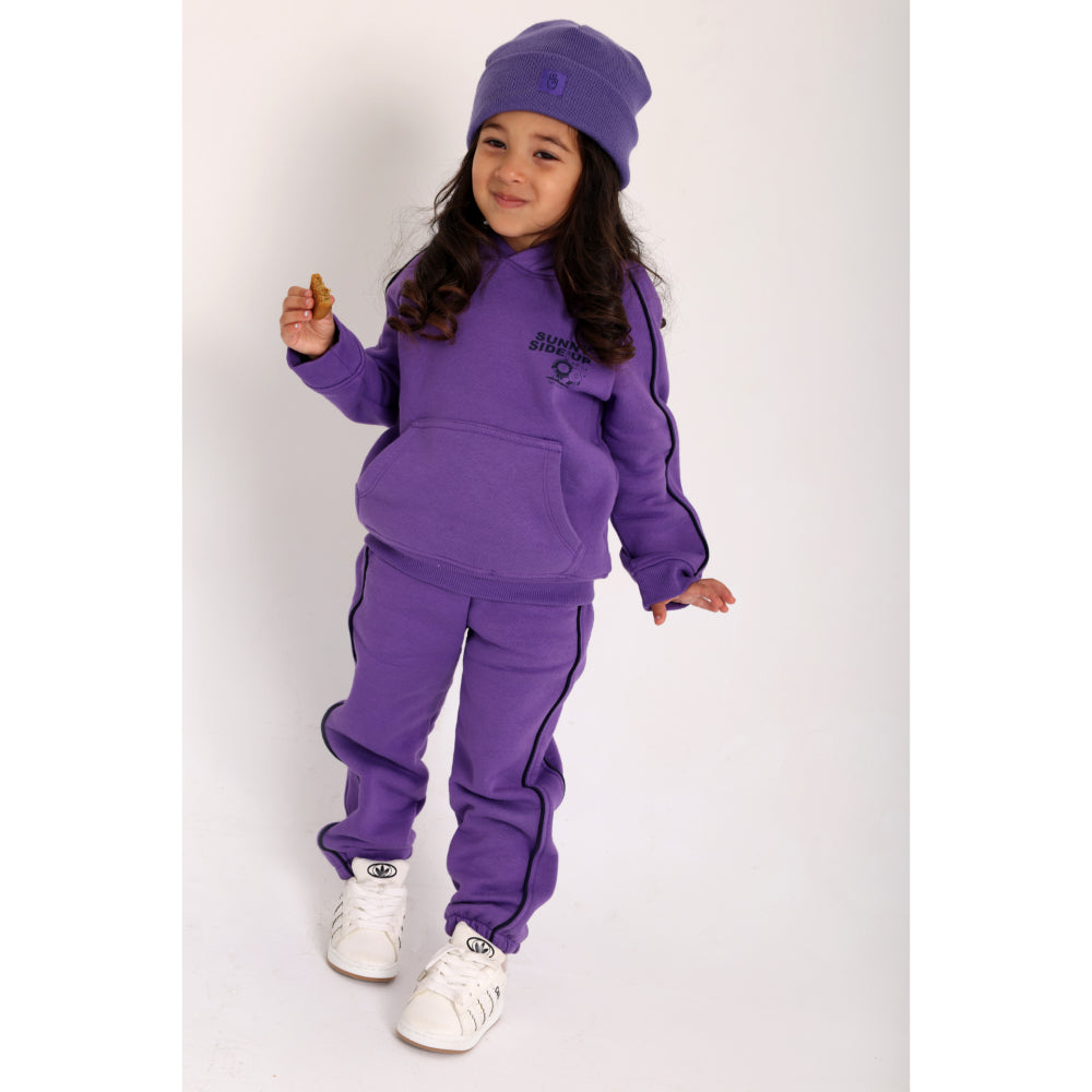Unisex Cotton Hoodie – Purple with "Sunny Side Up" Print