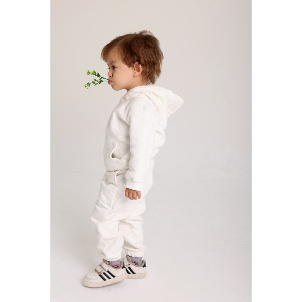 Baby Girls Cotton 2-Piece Outfit Set – Off-White with Smiley Faces