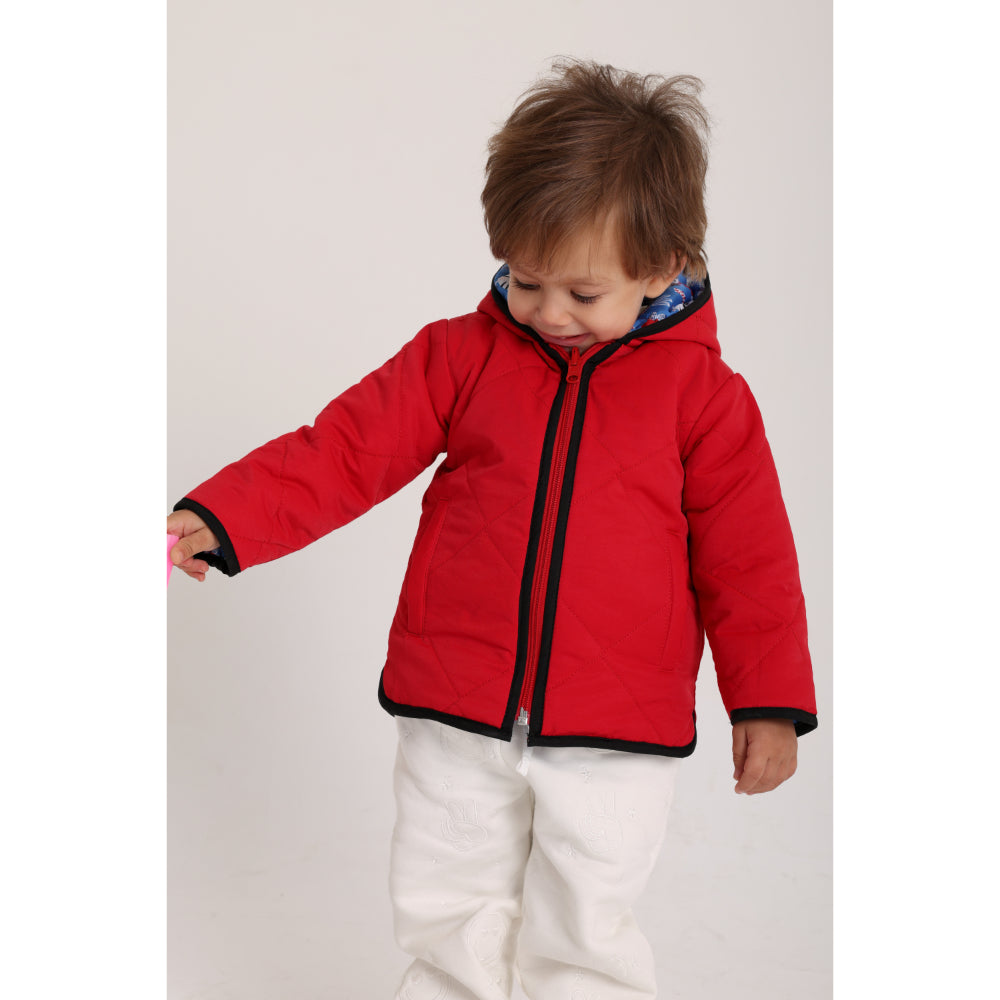 Baby Boys Waterproof Reversible Jacket – Red & Babyblue