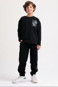Boys Cotton T-Shirt – Black with Stegosaurus Print