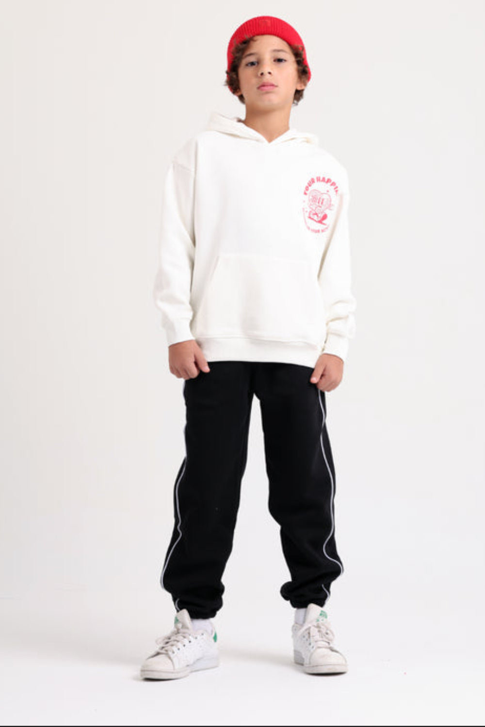 Unisex Cotton Hoodie – Off-White with "Your Happiness" Print