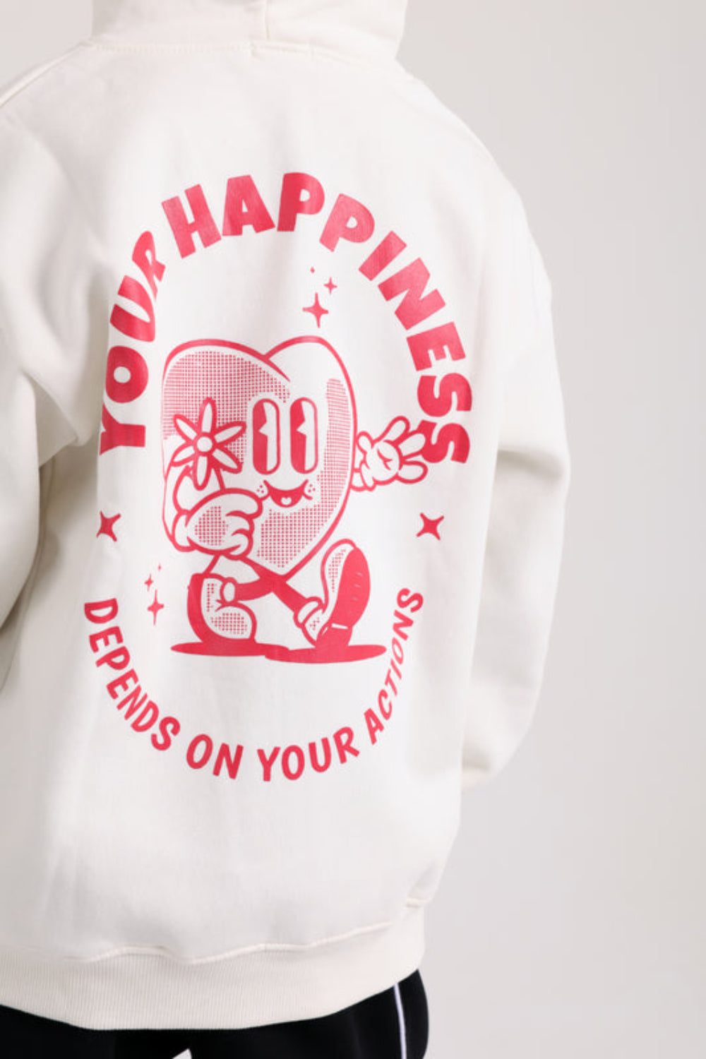 Unisex Cotton Hoodie – Off-White with "Your Happiness" Print