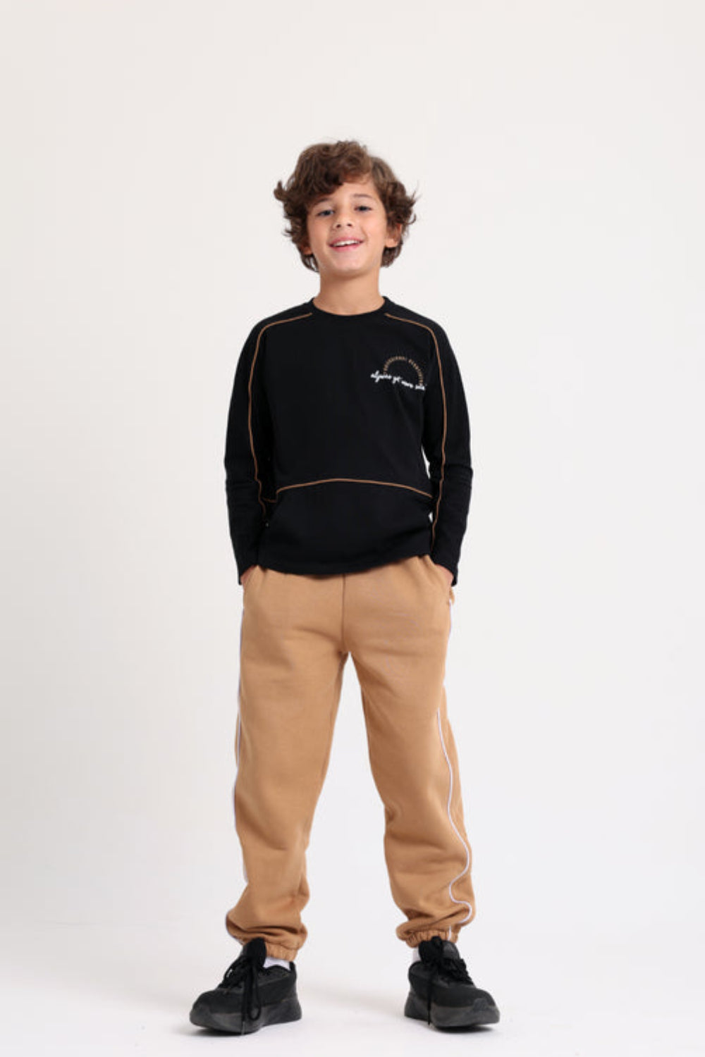 Boys Cotton Sweatpants – Camel