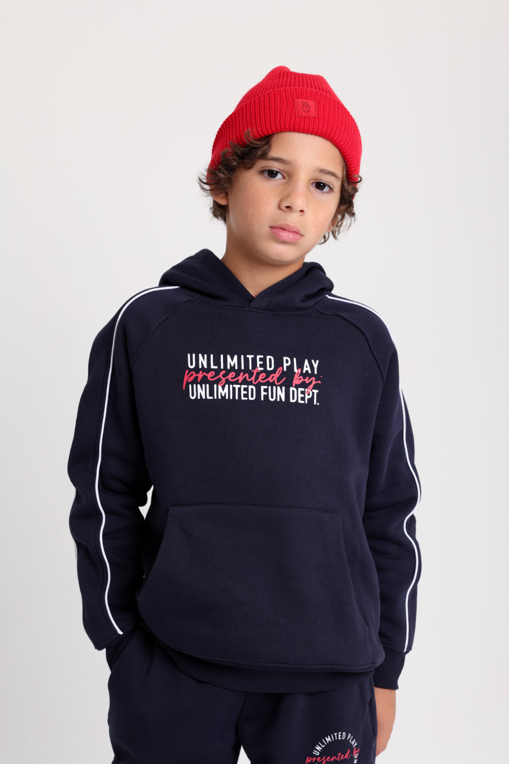 Unisex Cozy Blend Ice Cap – Red with Victory Sign Print