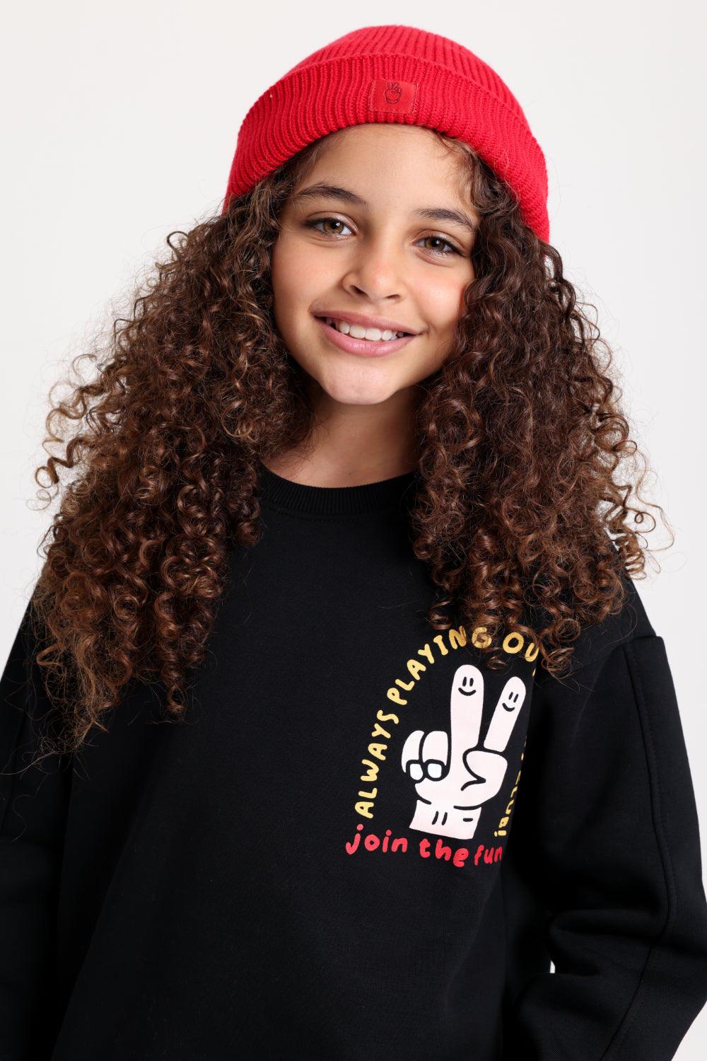 Unisex Cozy Blend Ice Cap – Red with Victory Sign Print