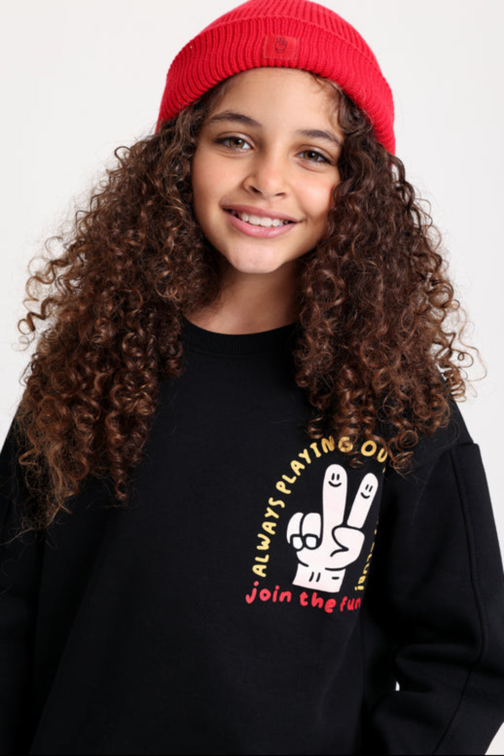 Boys Cotton Sweatshirt – Black with "Join The Fun" Print