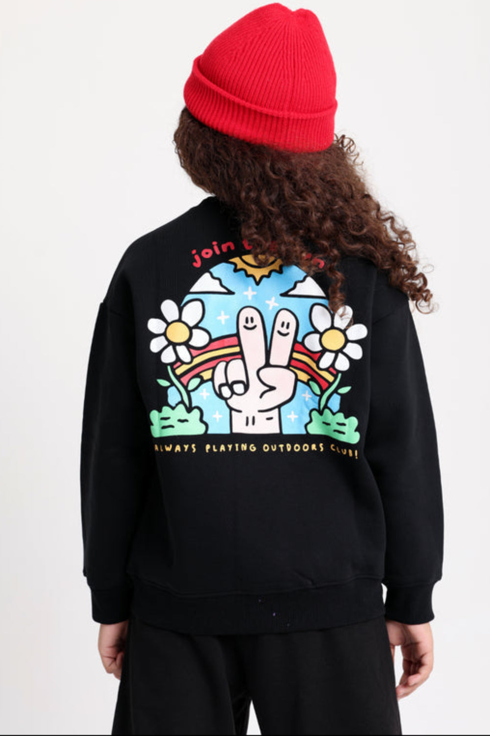 Boys Cotton Sweatshirt – Black with "Join The Fun" Print