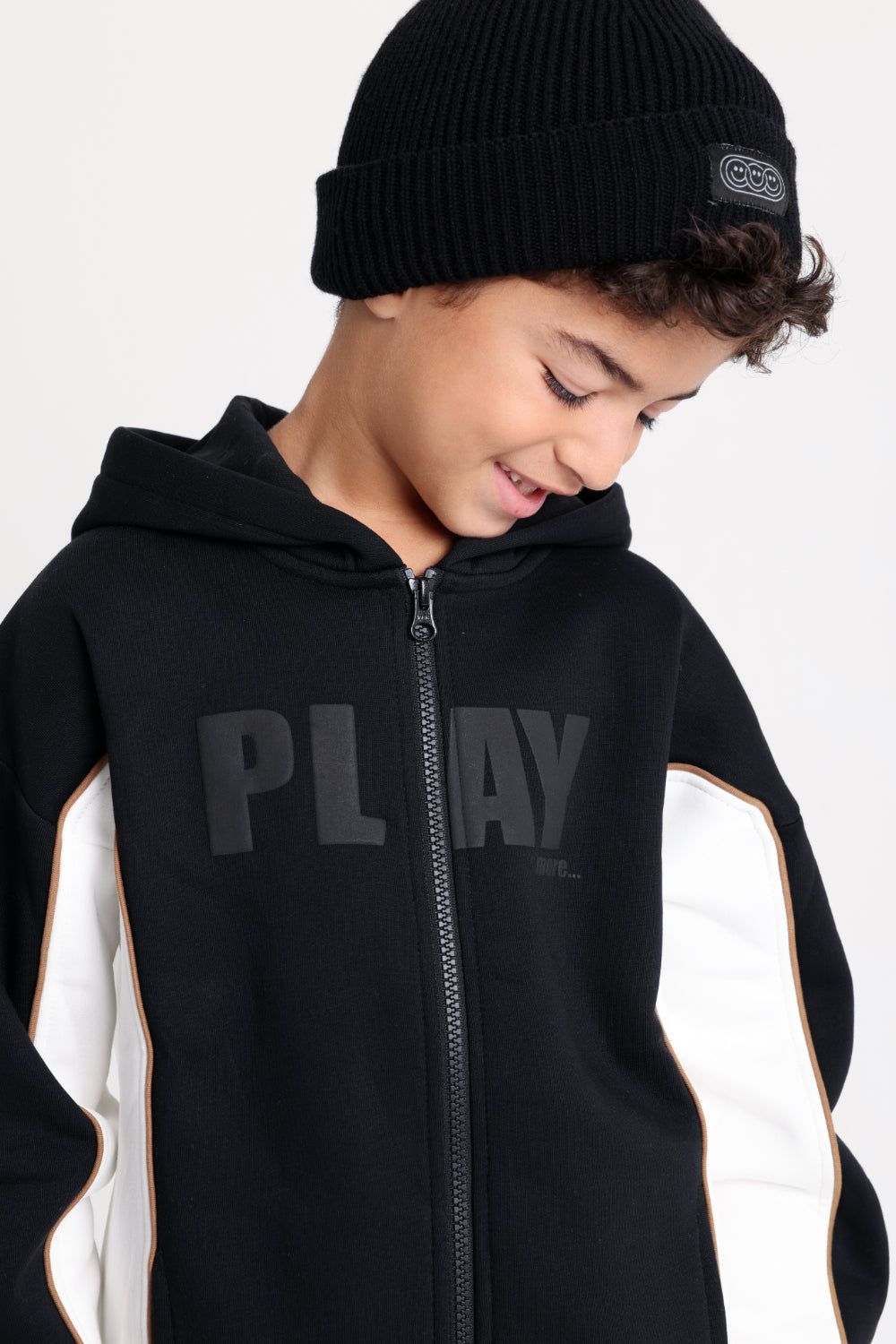 Unisex Cozy Blend Ice Cap – Black with Triple Smiley Vibes
