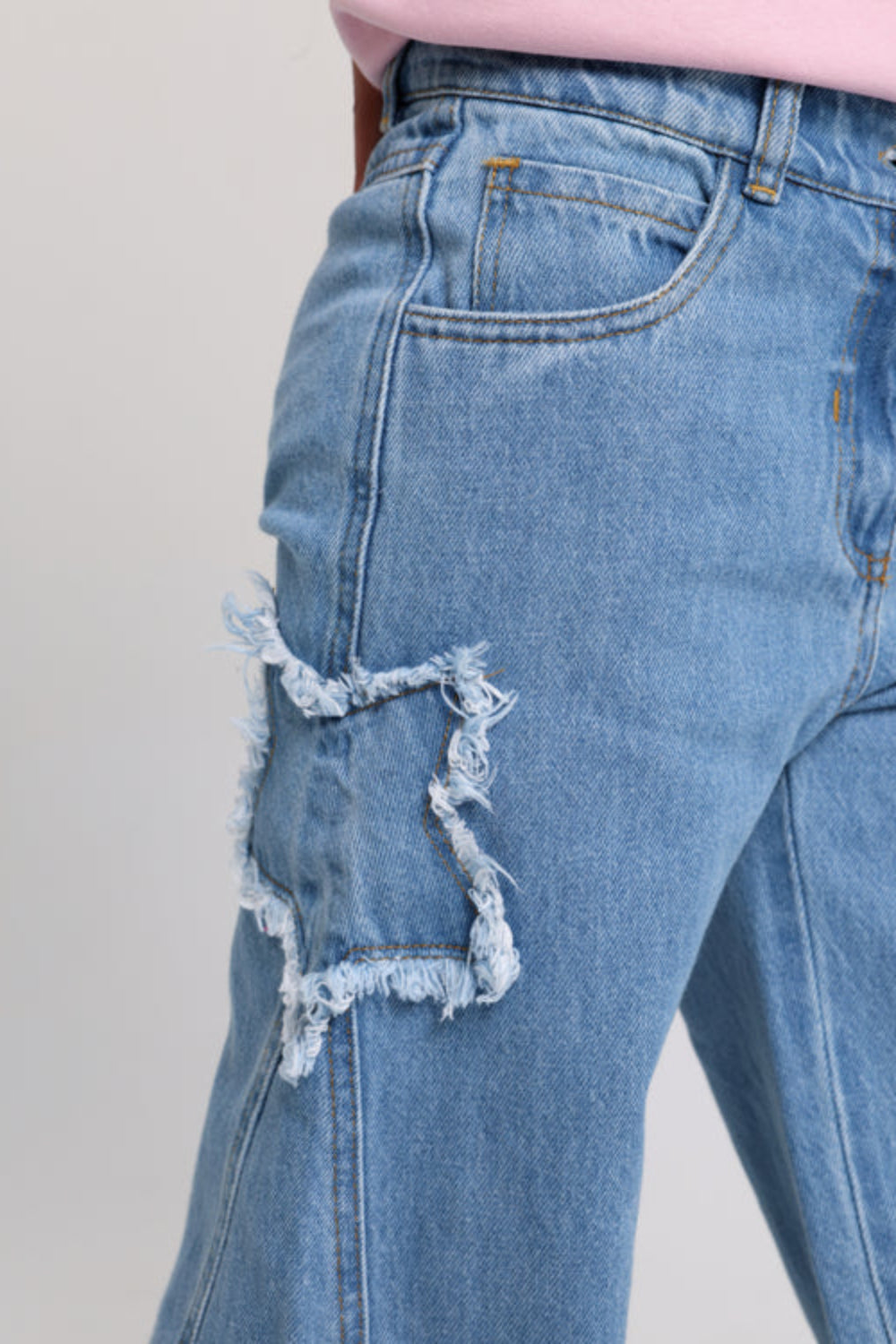 Girls Wide Leg Stars Denim Pants