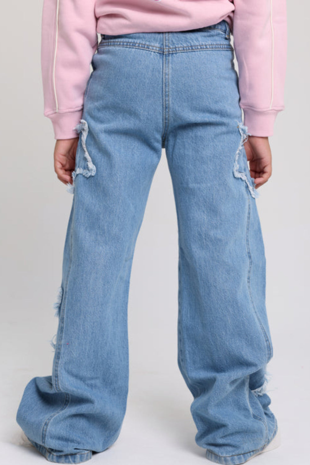 Girls Wide Leg Stars Denim Pants