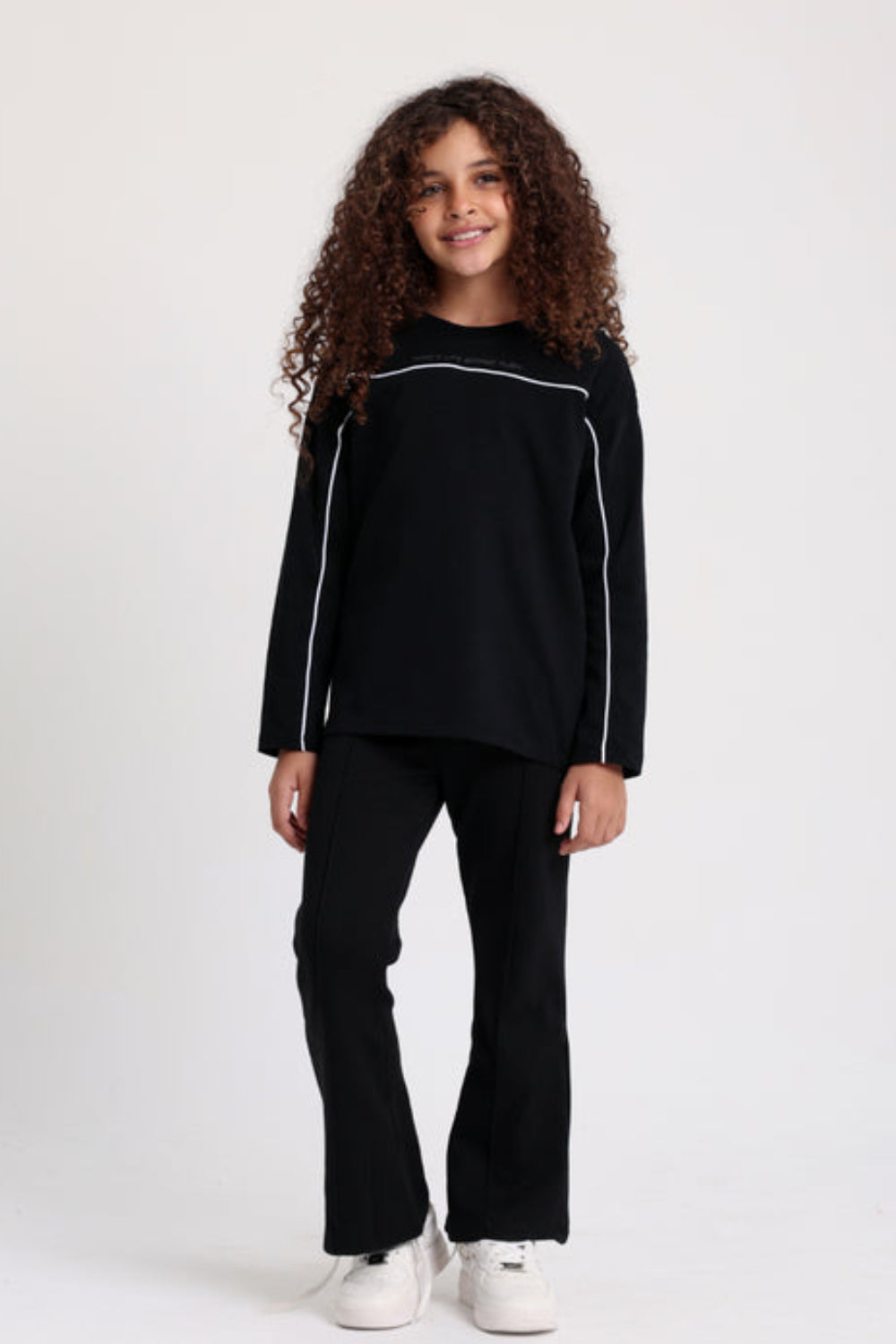 Boys Cotton T-shirt Black with White Line Print