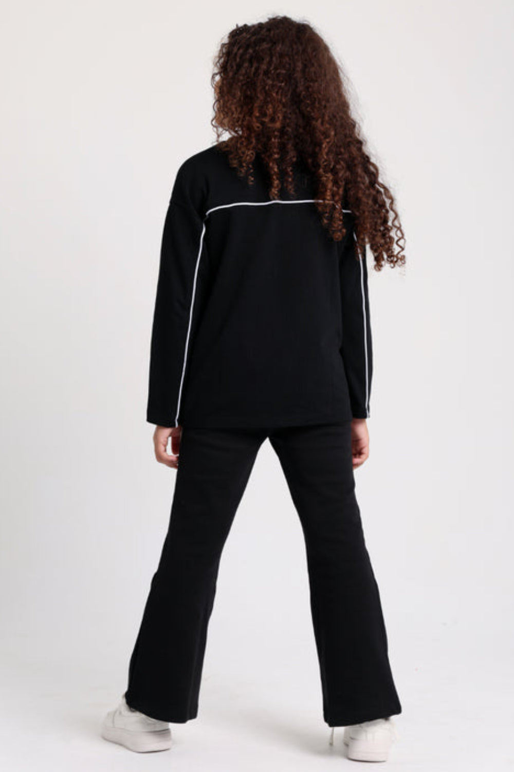 Boys Cotton T-shirt Black with White Line Print