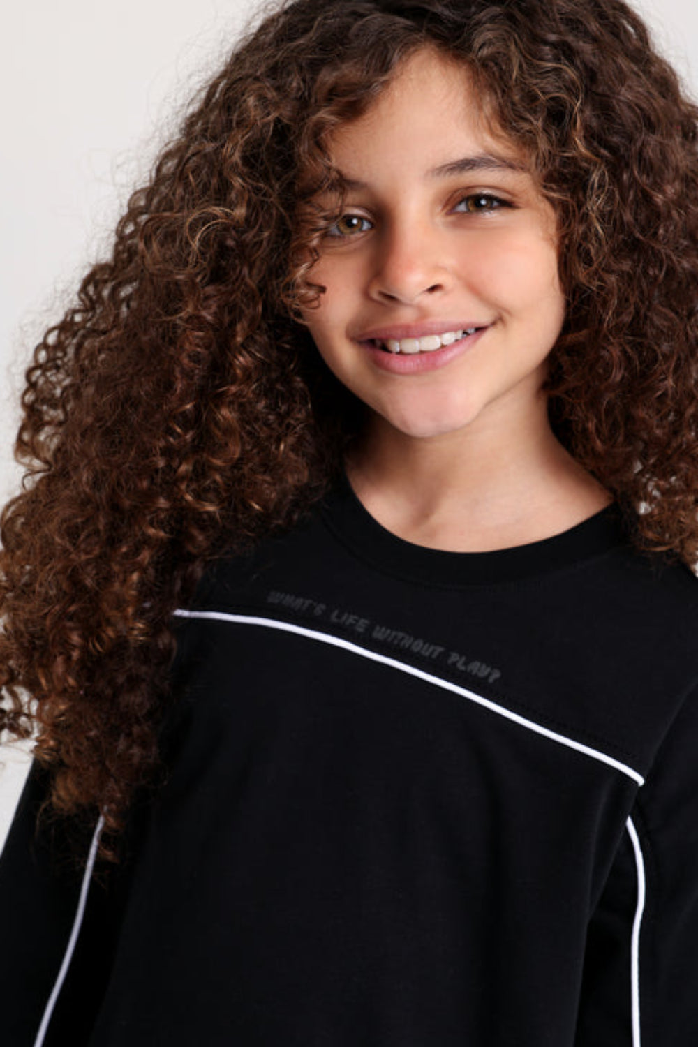 Boys Cotton T-shirt Black with White Line Print
