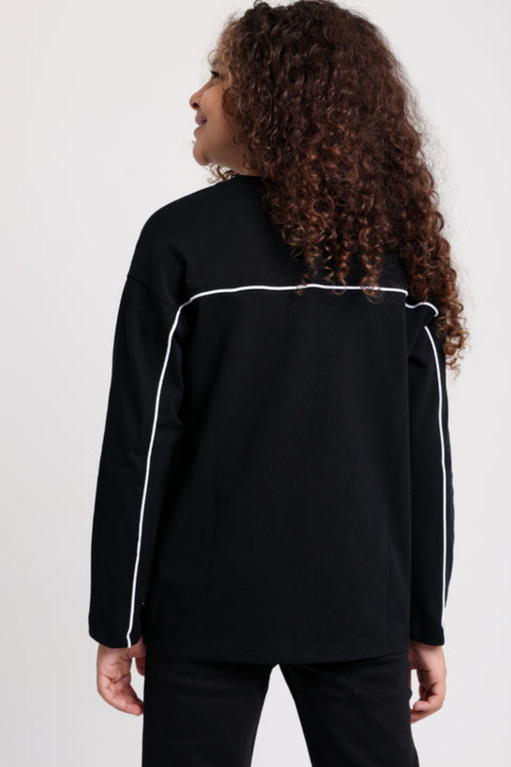 Boys Cotton T-shirt Black with White Line Print