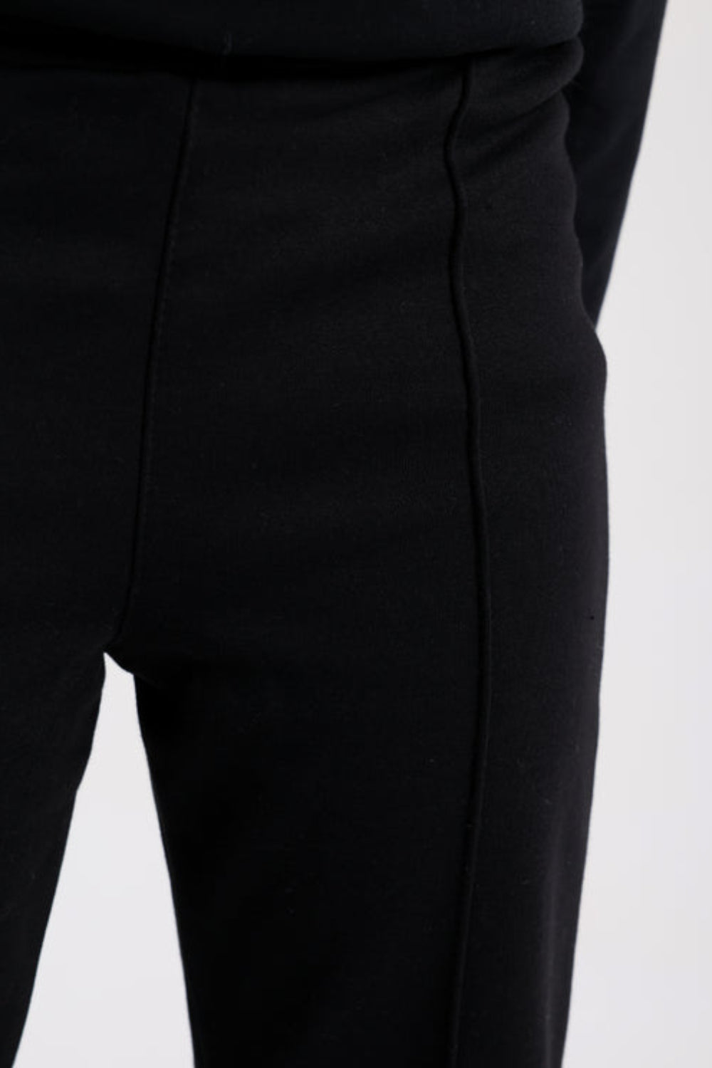 Girls Creased Front Flared Pants – Black