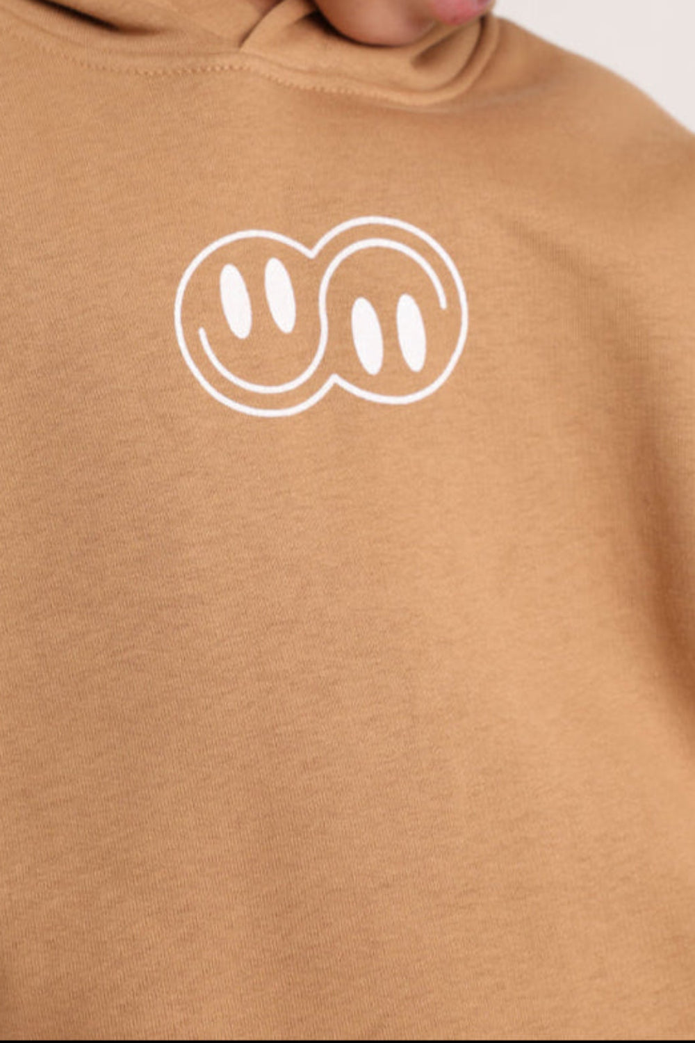 Boys Cotton Hoodie – Camel with "Jumping Mode On" Print