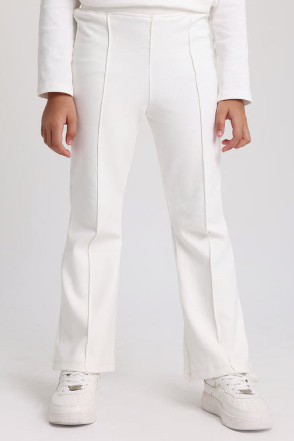 Girls Creased Front Flared Pants – Off-White