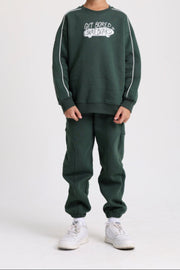 Unisex Cotton Sweatshirt – Olive with "Get Bored Skateboard" Print