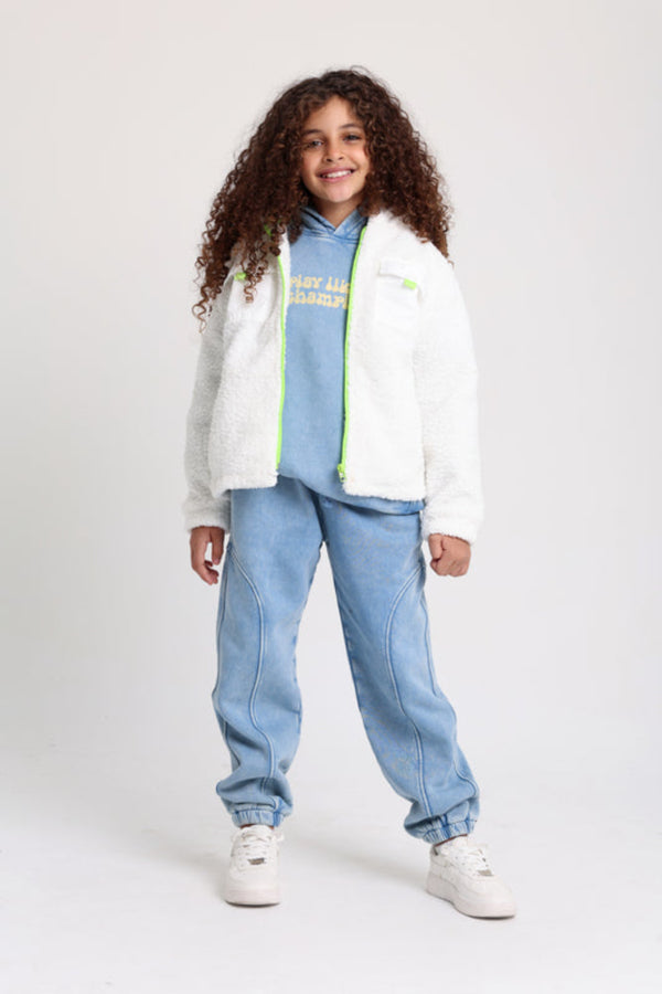 Unisex Fleeced Teddy Jacket – Off-White