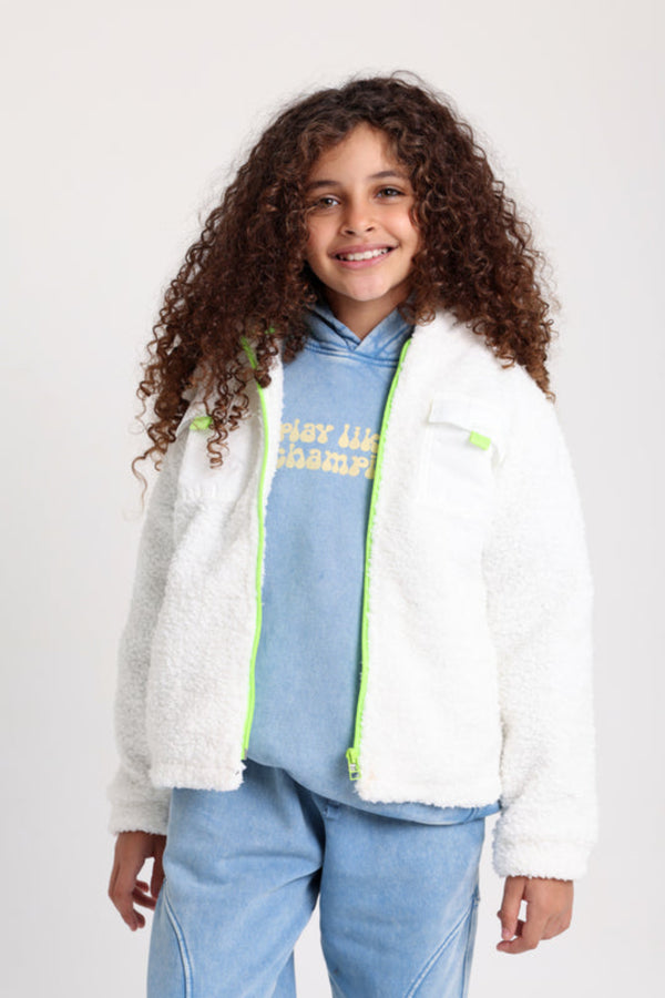 Unisex Fleeced Teddy Jacket – Off-White