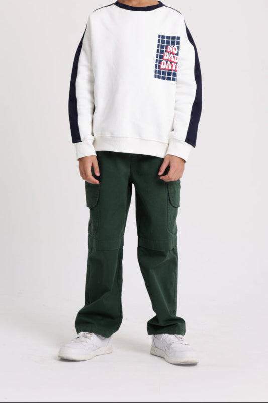 Teens Cotton Sweatshirt – Off-White with "No Bad Days" Print