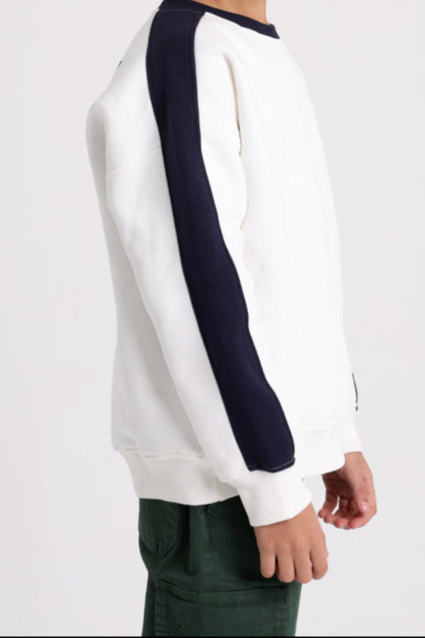 Boys Cotton Sweatshirt – Off-White with "No Bad Days" Print