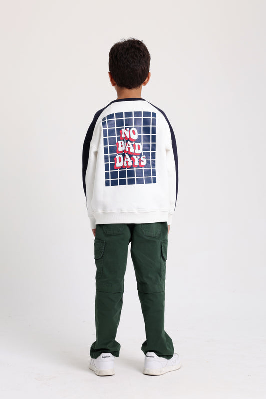 Teens Cotton Sweatshirt – Off-White with "No Bad Days" Print