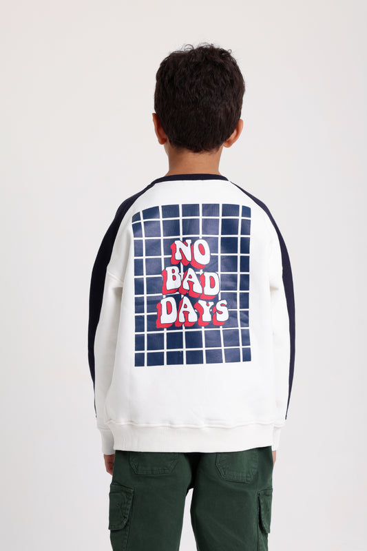Teens Cotton Sweatshirt – Off-White with "No Bad Days" Print