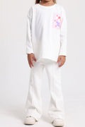 Girls Creased Front Flared Pants – Off-White