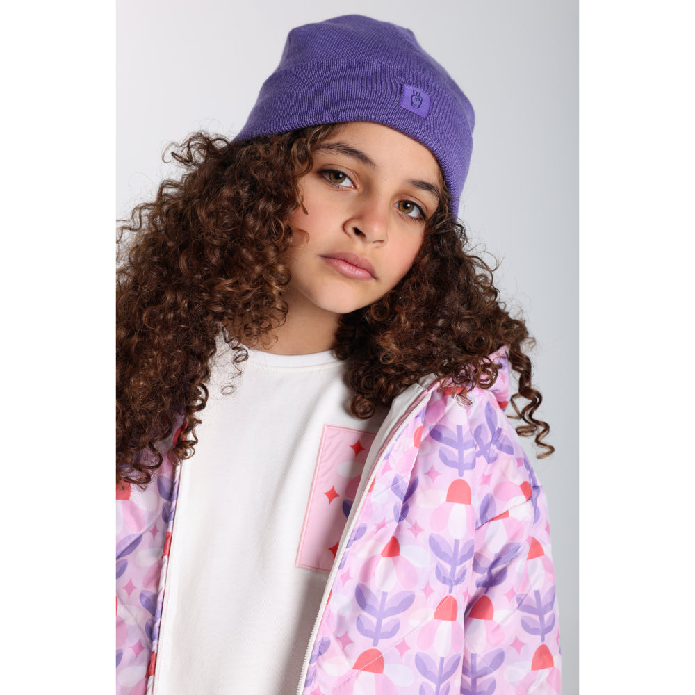 Baby Girls Waterproof Reversible Quilted Jacket –Off White & Pink Floral