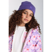 Unisex Wool Ice Cap - Purple with Victory Sign Appliqued