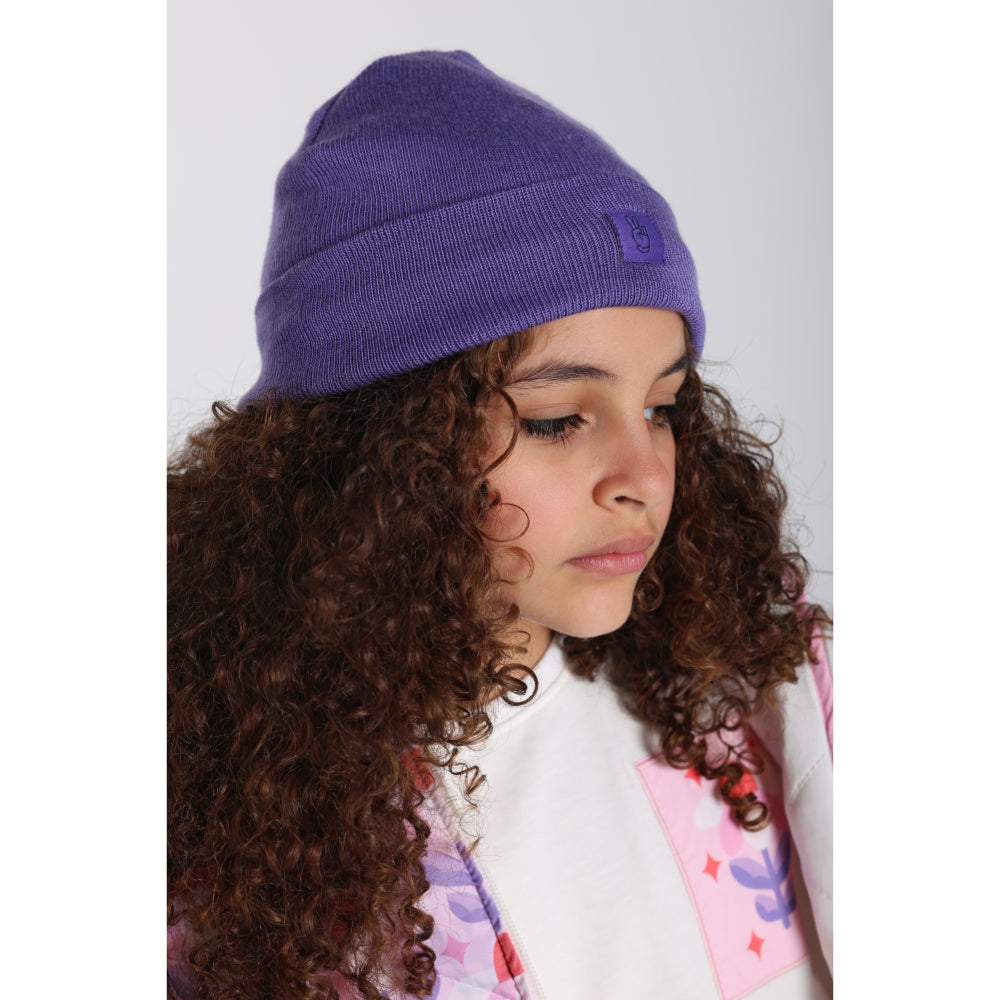 Unisex Wool Ice Cap - Purple with Victory Sign Appliqued