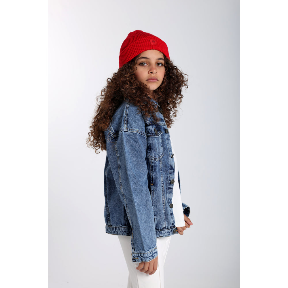 Unisex Cozy Blend Ice Cap – Red with Victory Sign Print