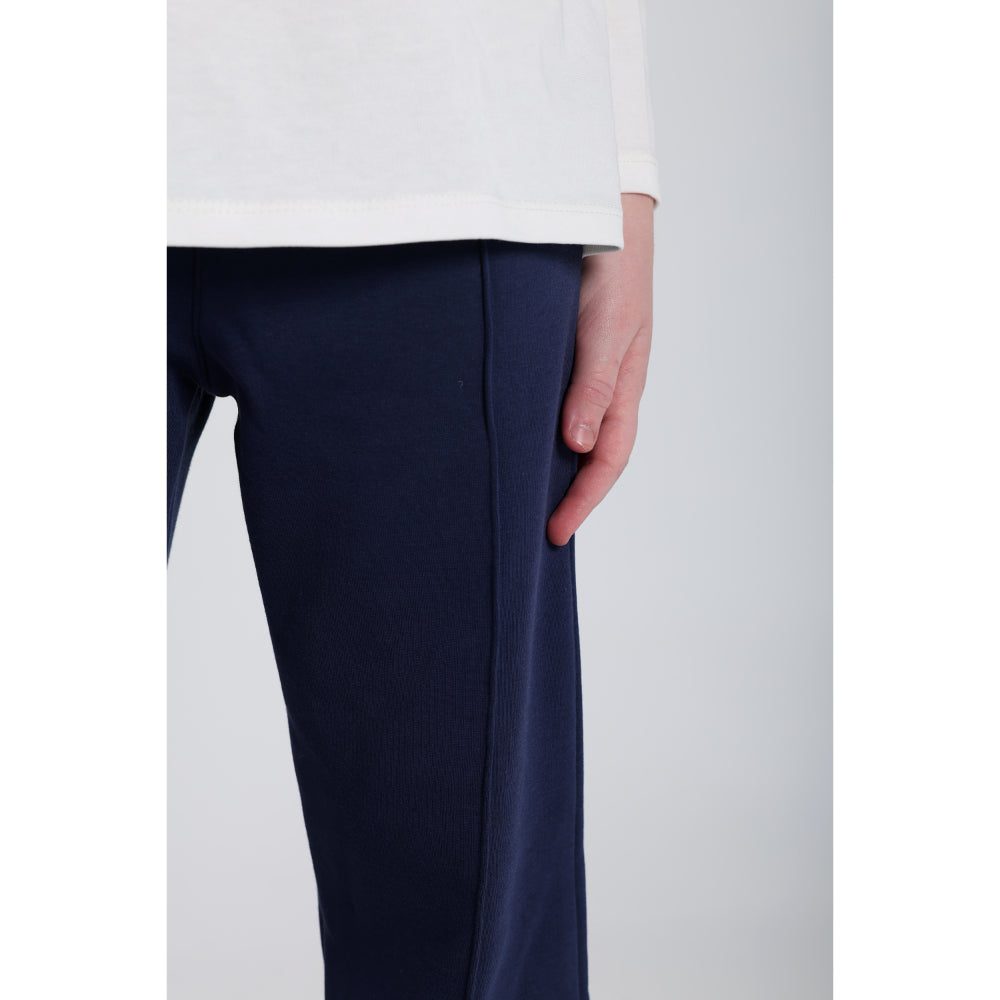 Girls Creased Front Flared Pants – Navy