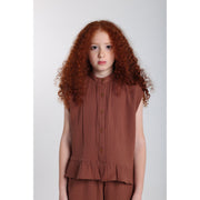 Girls Cotton Blouse – Brown